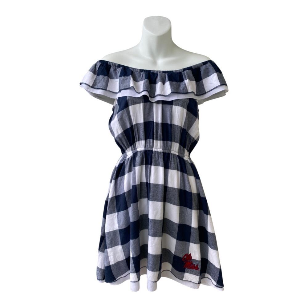 Paxton Navy White Ole Miss Rebels University of Mississippi Gingham Size M Dress